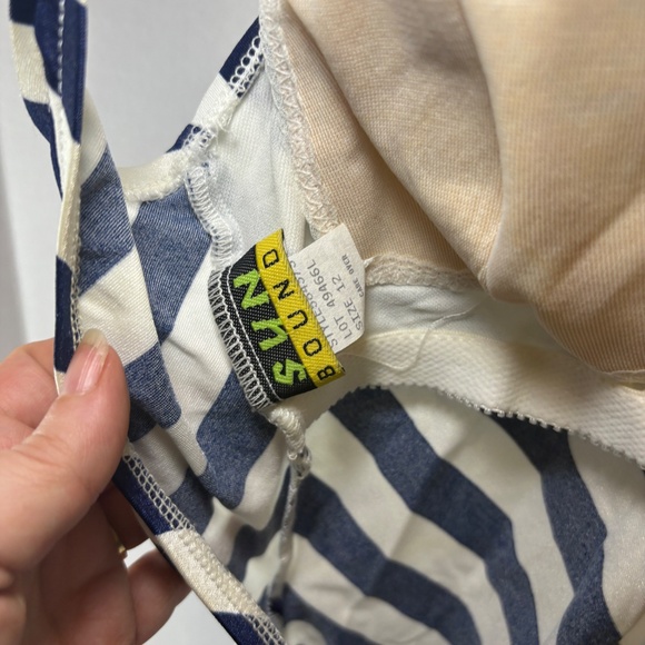 Sun Bound Swimsuit 12 VTG 80s Sears Navy Red White Sailor Belted OnePiece - Picture 3 of 9